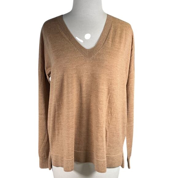 J.Crew Women’s 100% Merino Wool V-Neck Sweater Size Small – Camel Tan Soft Fall - Picture 1 of 9